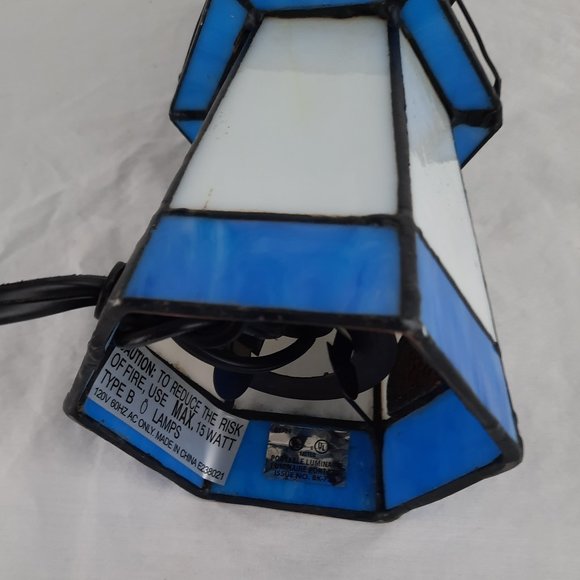 Vintage Tiffany Style-Stained Glass Light House Nightlight - 9.25" - Picture 7 of 8